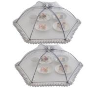 2 ombrelloni per alimenti, 80 x 80 cm, in rete, riutilizzabili e pieghevoli, per picnic all'aperto, per tenere lontani mosche, insetti, zanzare