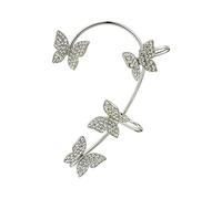 2 orecchini a forma di farfalla, orecchini a forma di farfalla, orecchini avvolgenti per donne, ragazze, fata, destra, sinistra, senza buco, clip per l'orecchio, in oro e argento, idea regalo