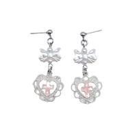 2 orecchini incrociati a cinque punte a stella luna amore bowknot orecchini retrò semplici adatti per le signore a cinque punte stella luna amore cuore fiocco per ragazze, Misura unica, come descritto