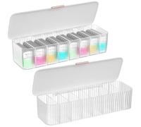2 organizer per lenti a contatto con 8 scomparti, in plastica trasparente, con coperchio sicuro per lenti e piccoli accessori