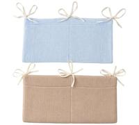 2 organizer per lettino con due tasche, organizer per lettino, in tessuto di cotone leggero, sicuro e traspirante, pratica conservazione per bottiglie, pannolini, giocattoli