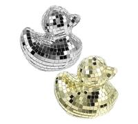 2 ornamenti a forma di palla da discoteca a forma di anatra specchiata: