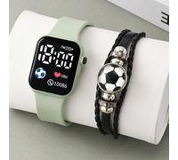 2 orologi quadrati alla moda per bambini con display digitale dell'ora, adatti per ragazzi e ragazze. Questi sono orologi elettronici per forniture scolastiche e braccialetti da polso fatti a mano a t