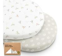 2 pacchetti di lenzuola per culla biologiche per ragazze e ragazzi - 100% cotone, lenzuola per materassi culla compatibili con la culla girevole Halo Bassinest, Graco Baby Delight, Chicco (Meadow)