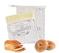 2 pacchetti riutilizzabili sacchetti di pane di cera d'api per sourdough, sacchetti di cera d'api di cotone per pane fatto in casa, accessori per la cottura del