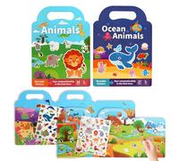 2 Pacchetti Stickers Animali Stickers Bambini Riutilizzabili Giochi da Viaggio Regalo di Compleanno per Bambini Giocattolo per Bambini Adatto per Ragazzi e Ragazze