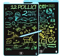 2 Pacchi 12 Pollici Tavoletta Grafica LCD Colorato per Bambini, Electight Tavoletta Scrittura da Disegno Cancellabile con Pulsante Elimina e Interruttore di Blocco, per Ragazze Ragazzi Età 3 4 5 (Blu)