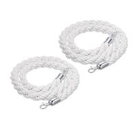 2 Pacchi Bianco Corda Montante con Ganci D'argento, Barriera in Corda di Canapa Intrecciata per Il Divisore di Coda, Corda di Controllo Della Folla Barriera di Sicurezza(Size:3.3ft/100cm,Color:Bianco)