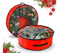 2 Pacchi Borsa Portaoggetti per Ghirlande Natalizie - 30 Pollici, Contenitore di Corona Con Cerniera e Maniglie per il Trasporto Contenitore Impermeabile Resistente Resistente alla Polvere, Rosso