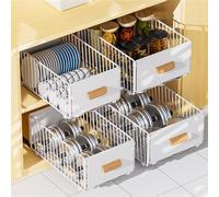 2 Pacchi Cassetti Estraibili per Cucina, Cassetti Estraibili con Adesivo, Organizer Per Mobili da Cucina Per Mobili da Cucina, Cassetto Estraibile Cucina, Cassetto Della Cucina Senza Foratura