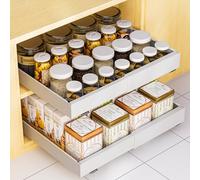 2 Pacchi Cassetti Estraibili per Cucina, Cassetti Estraibili con Adesivo, Organizer Per Mobili da Cucina Per Mobili, Cassetto EstraibileBianco (Set Da 2)