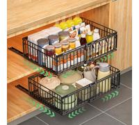 2 Pacchi Cassetti Estraibili per Cucina, Cassetti Estraibili con Adesivo, Organizer Per Mobili da cucinas Per Mobili, Cassetto Estraibile, Cassetto Della Senza Foratura Chiodatura(nero (2 pezzi)