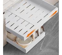 2 Pacchi Cassetti Estraibili per Cucina, Cassetti Estraibili con Adesivo, Organizer Per Mobili da Cucina Per Mobili da Cucina, Cassetto Estraibile Cucina, Senza Foratura Chiodatura (Bianco)