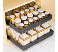 2 Pacchi Cassetti Estraibili per Cucina, Cassetti Estraibili con Adesivo, Organizer Per Mobili da Cucina Per Mobili, Cassetto Estraibile Grigio scuro (Set Da 2)