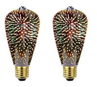 2 Pacchi Lampadina 3D per Fuochi D'artificio Lampadine Decorative E27 AC 85-220V 4W Lampadina Edison Retrò Lampadina Stellata per la Casa delle Feste (ST64)
