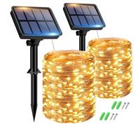 2 Pacchi Luci Solari Esterno 15+2M 150LED Catena Luminosa Esterno Solare 8