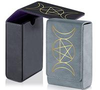 2 Pacchi Porta Carte dei Tarocchi Scatola per Carte Tarocchi in Pelle Design Sole Luna Portamazzo di Tarocchi Grigio Nero Scatola per Mazzo di Tarocchi da Gioco Universale per Maggior Parte