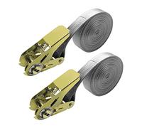 2 pacco da 6 m cinghie per legare a cricchetto grigio, cinghia a cricchetto Capacità di scatto di 800 kg di rottura 6m x 25 mm per moto, auto, rimorchio, casa
