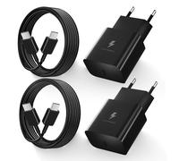 2-Pack 15 W Caricabatterie USB C Rapido per Samsung Galaxy S23, S22, S21FE, S20, S10, S9, S8, Note 9, 8, Z Filp3, A51, A34, A14, A13, Presa USB C Caricatore Tipo C Alimentatore con Cavo USB C 1,5M