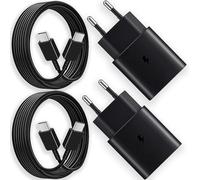 2-Pack 25W USB C Caricabatterie Cavo di Ricarica Rapida per Samsung Galaxy S25 S24 S23 S22 S21 S20 Plus/Ultra S21FE S10 A54 A53 A34 A14 A15 iPad Pro Caricatore Rapido, Tipo C Super Fast Charging