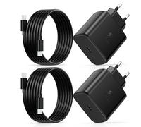 2 PACK 45 W USB C Charger Fast Charging with Type C Cavi 2M, for Samsung Galaxy S26/S25/S24/S23/S22/S21 Ultra/S20/S20+/Note 20/10/9/A73/A53/A52/S10 Mobile Phone Fe USB-C AC Adapter Power Socket Nero