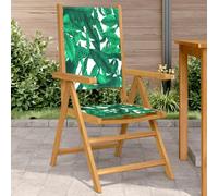 2 Pack Acacia Wood Folding Garden Chairs with Leaf Pattern, Reclining Outdoor Chairs for Patio, Balcony, Backyard, Weather-Resistant Solid Wood Frame and Polyester Fabric, Max Load 110kg per Seat