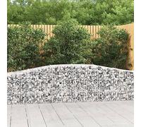 2 Pack Arc Gabion Baskets 400x50x60/80 cm Galvanized Steel Garden Barrier Decorative Windbreak Rock Cage for Patio Yard Outdoor Decor