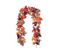 2 Pack Artificial Autumn Maple Leaf Garland Hanging Plant Vines for Home Garden Fireplace Decoration