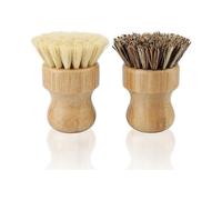 2 Pack Bamboo Cutlery Scrub Brush, Natural Scrub Cleaning Brush Vegetable Brush Cutlery Cast Iron Pot