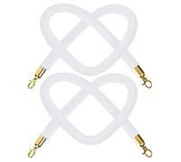 2 Pack Barrier Rope for Movie Theaters/Hotels/Restaurants Crowd Control,White Velvet Hanging Ropes(0.5m/1.64ft)