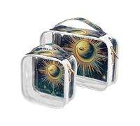 2 Pack Bohemian Tarocchi Astrologia Colorato Sole e Luna chiaro decorativo borsa da toilette uomo TSA approvato borsa trucco portatile organizzatore viaggio essenziale de maquillaje, Bohemian Tarot