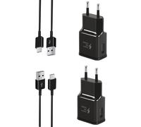 2-Pack Caricabatterie con Cavo Tipo C Compatibile per Samsung Galaxy Z Flip 3, S10, S10 Puls, S10 e, S9, S8 Plus, Note 8, 9 Carica Batterie, AFC Caricabatteria Ysevnotan Caricatore Originale - Nero