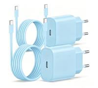 2 Pack Caricabatterie per iPhone 17 16 15, 20 W USB C a C per iPhone 17 Pro/16 Pro Max/15 Pro Max/15 Plus/iPad 12.9/11 pollici, Air 5 4, Samsung Gaxy, Adattatore CA - Blu