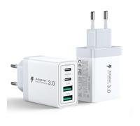 2 Pack Caricatore USB C,40W 4Porte Presa USB Multiplo Spina Ricarica,Muro Caricabatterie Rapido per Samsung S24 S23 S9 iPhone 16 15 14 13 12 11 Pro iPad,Carica Rapida Alimentatore Type C Adattatore