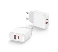 2 Pack Caricatore USB C Alimentatore, 20W Doppia Porta USB C e USb A Caricabatteria Rapido PD 3.0 Plug Adapter Compatibile i Phone 15 14 13 12 11 X Pro Max Mini AirPods Samsung Galaxy Xiaomi Google
