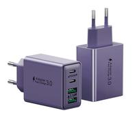 2-Pack Caricatore USB C Rapido, 40W 4Porto Presa USB Multipla PD+ QC3.0 Carica, Spina Alimentatore USBC Caricabatterie per iPhone 16 15 14 13 12 11 Pro Max, iPad, Samsung S23 S24 Spinotto Adattatore