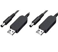 2 Pack | Cavi di Alimentazione USB a DC 5,5 x 2,1 mm 5V 80 cm per Strisce Luminose a LED USB, Torce, Lampade da Tavolo, Ventilatori, Orologi, Altoparlanti