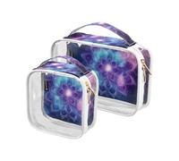 2 Pack Colorful Psychedelic Mandala chiaro decorativo borsa da toilette set TSA approvato borse trucco viaggio multifunzionale kit da barba da uomo Bolsa de almacenamiento, mandala psichedelico