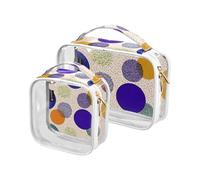 2 Pack Colorful Round Dots Art chiaro decorativo borse da toilette per TSA approvato borse multifunzionali per le donne Uomini kit da barba Bolsa de maquillaje, colorato puntini rotondi arte, 1 size