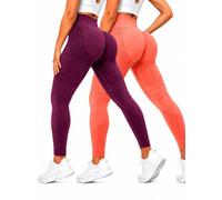 2 Pack Compression Leggings for Women, High Waisted Anti Cellulite Tummy Control Seamless Workout Yoga Pants (2 Pack - 17,4XL)