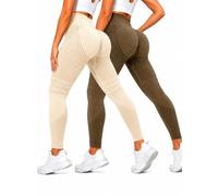 2 Pack Compression Leggings for Women, High Waisted Anti Cellulite Tummy Control Seamless Workout Yoga Pants (2 Pack - 15,M)