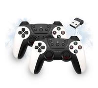 2 Pack Controller wireless USB per Multiplayer, Controller di gioco a doppio shock per Linux/Android/Phone/Windows PC/TV Box, Gamepad Joystick Plug & Play con Joystick a effetto Hall (bianco)