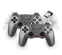 2 Pack Controller wireless USB per Multiplayer, Controller di gioco a doppio shock per Linux/Android/Phone/Windows PC/TV Box, Gamepad Joystick Plug & Play con Joystick a effetto Hall (argento)