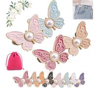 2-Pack Detachable Butterfly Clips, Adjustable Butterfly Pants Waist Tightener, Reusable Decorative Pant Knots, for Loose Jeans Jackets Coats Shirts Overalls (4pcs-F)