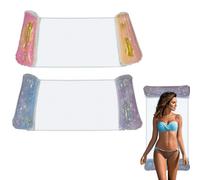 2 Pack Di Galleggianti Per Piscina, Amaca Gonfiabile 4 In 1 Per Piscina, Amaca Multiuso Per Piscina, Sdraietta Galleggiante Glitterata, Sella Per Letto A Rete Per Attività Acquatiche