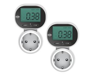 2-Pack ELRO EM5000 - Contatore di energia plug-in | Panoramica del consumo energetico e dei costi | Display inclinabile | fino a 3600 W