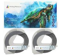 2-Pack Etichette a rilievo in vinile autoadesive 3D Bianco su Argento Nastri Goffratura, rotoli da 9mm x 3m compatibili per DYMO Etichettatrici a rilievo Omega e Junior