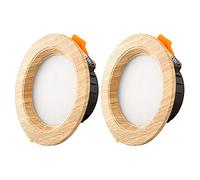 2 Pack Faretti LED Legno Incasso Quercia 3W Incasso Faretto Cartongesso Faretto da soffitto Ultra Slim Acrilico Downlight foro incasso 7cm per soggiorno cucina camera da letto decorativo,3000k