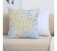 2 Pack Federe per Cuscini,Mappa, Stati Uniti d'America Interstate Mappa America Città Meta turisti,Federa per Divano Casa Soggiorno Camera da Letto Decorazione per Interni 45x45cm Quadrate per Cuscino