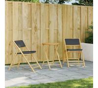 2 Pack Foldable Bistro Chairs with Dark Gray Cushions, Solid Bamboo Outdoor Dining Chairs for Patio Garden Restaurant, Comfortable Foldable Seating for Home Cafe Balcony, Max Load 110kg